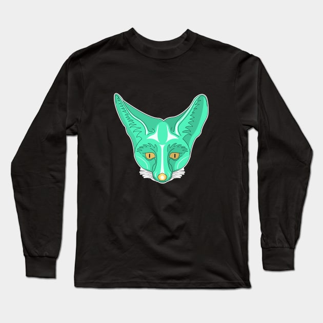 cyan rappel fox face Long Sleeve T-Shirt by dwalikur